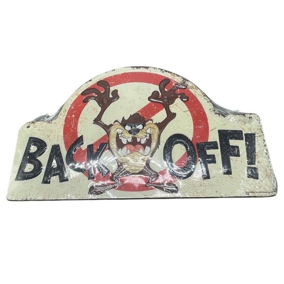 Tasmanian back off metal sign plaque open road brands hobby lobby 12x7.75" red R - Picture 1 of 6